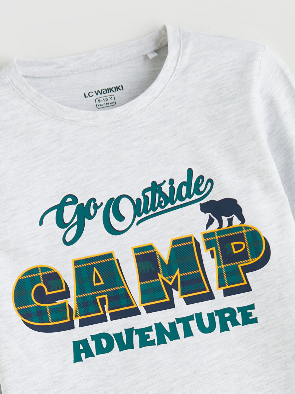 Bej Bisiklet Yaka Erkek Çocuk Pijama Üst-2