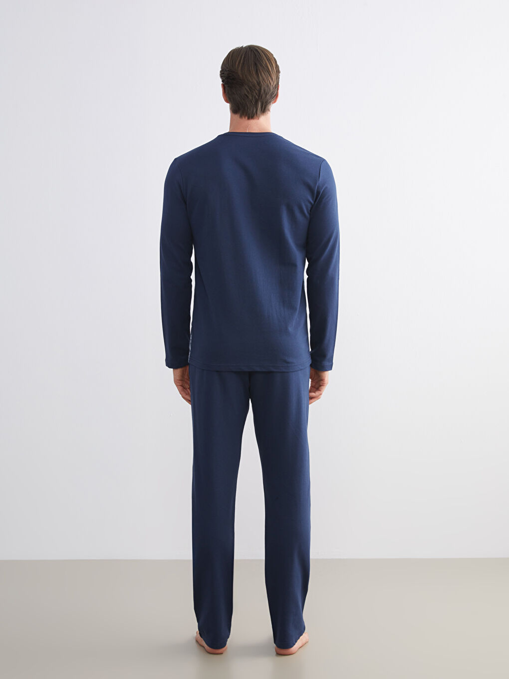 Lacivert Standart Kalıp Desenli Erkek Eşofman Takımı-3