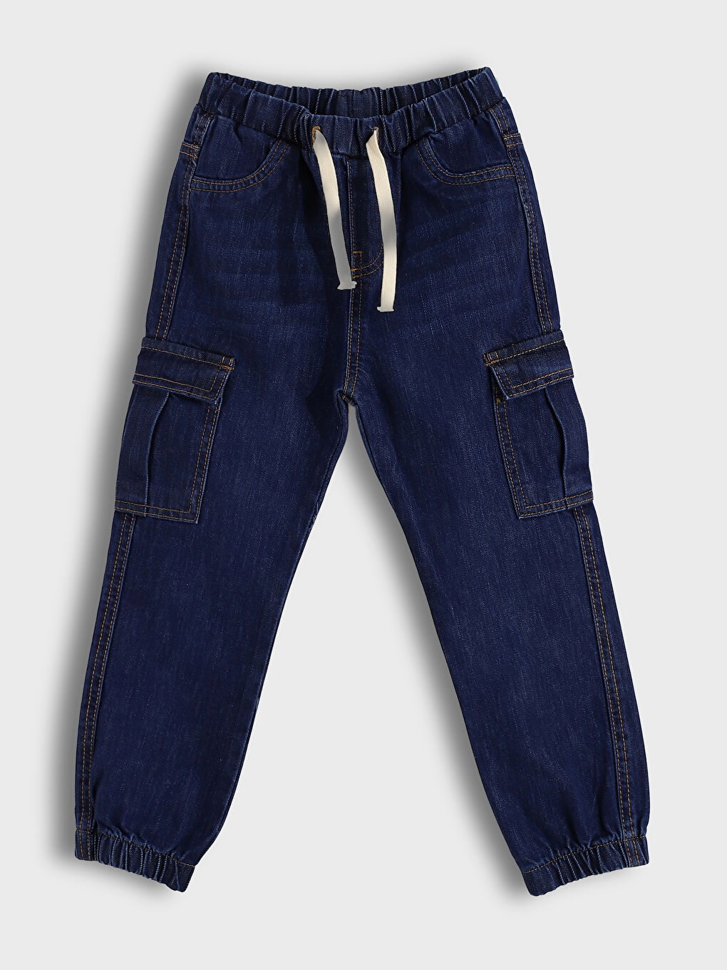 Regular Fit Boy's Cargo Jean Trousers with Elastic Waist