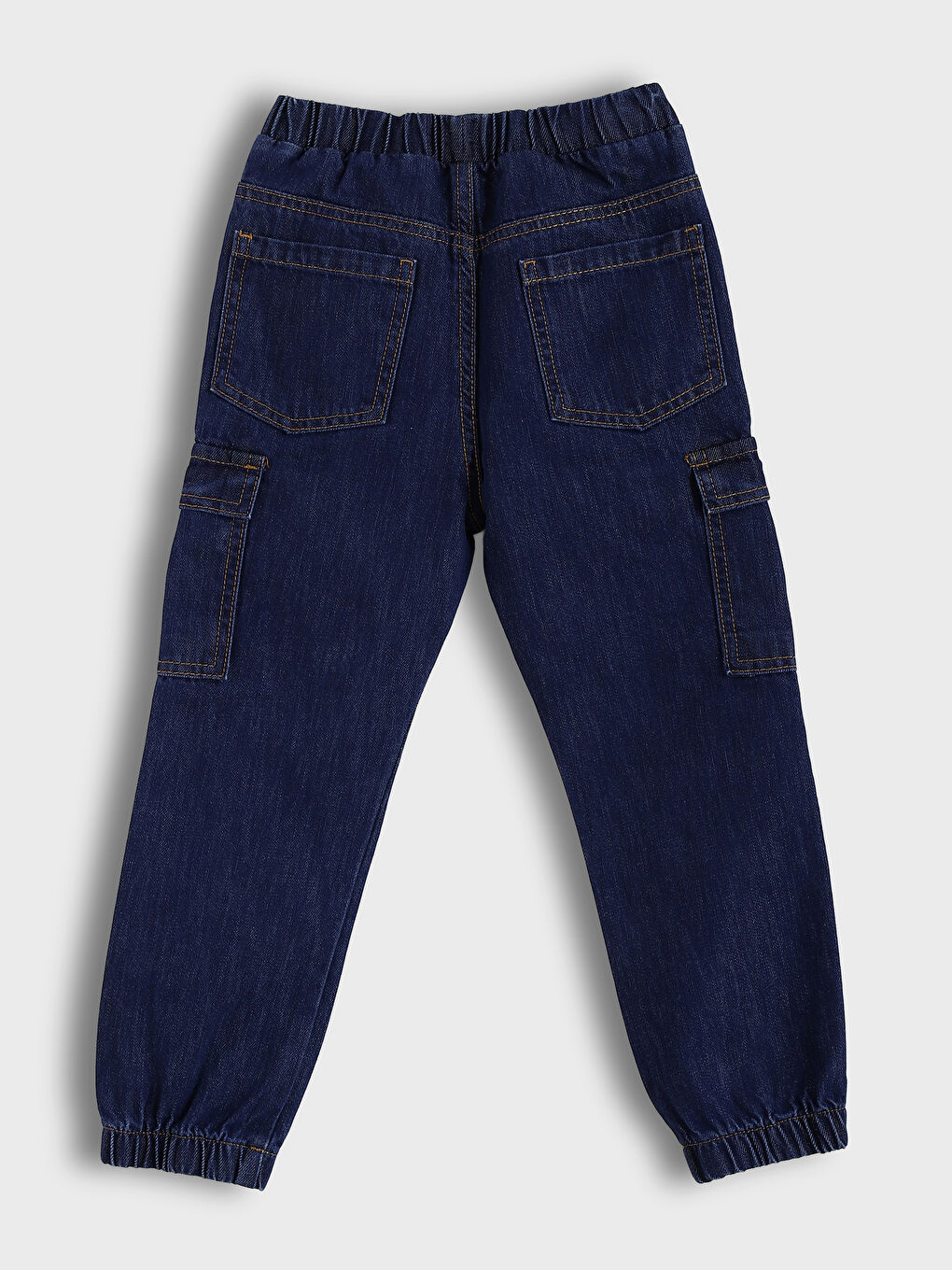 Regular Fit Boy's Cargo Jean Trousers with Elastic Waist-1