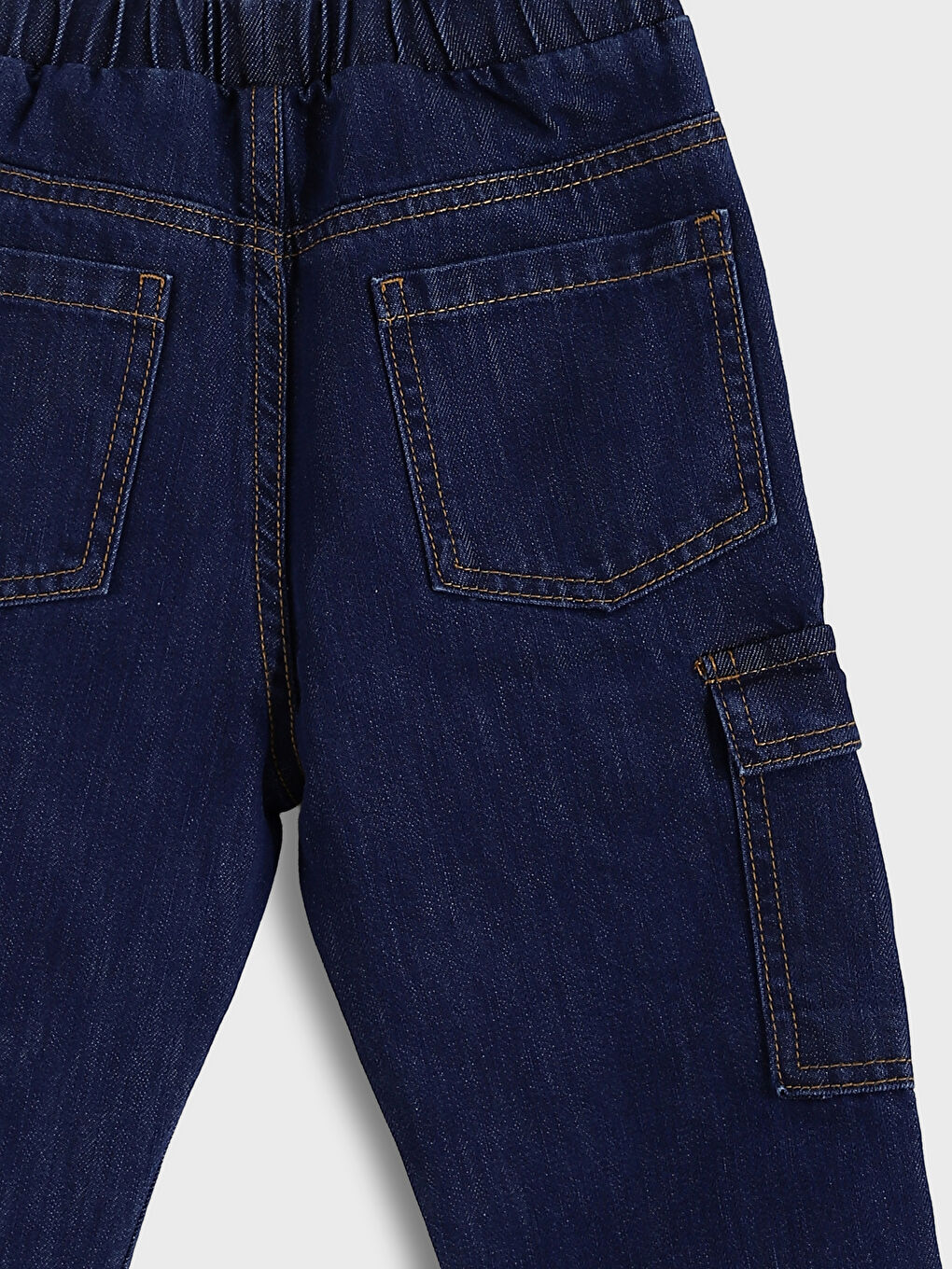 Regular Fit Boy's Cargo Jean Trousers with Elastic Waist-2
