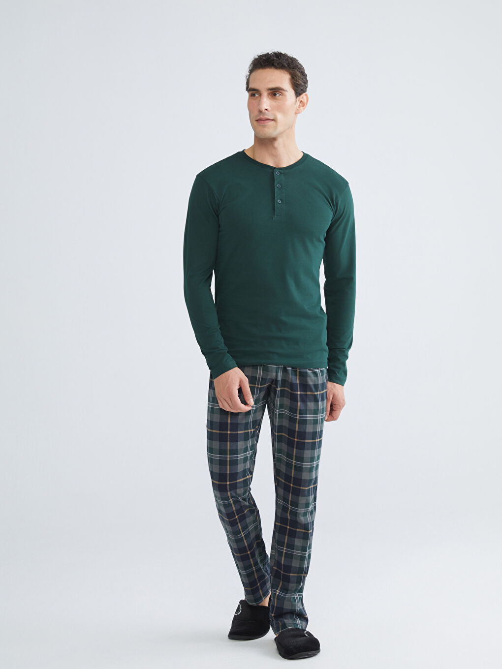 Yeşil Standart Kalıp Erkek Pijama Takımı