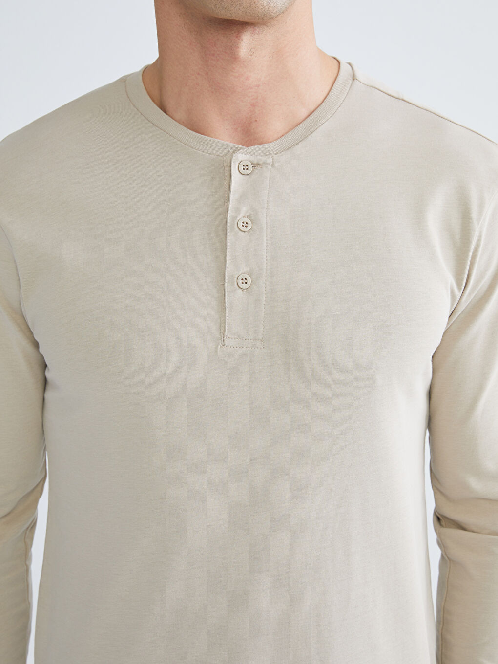 Bej Standart Kalıp Erkek Pijama Takımı-2