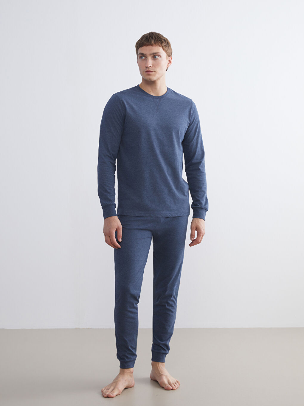 Mavi Standart Kalıp Erkek Pijama Takımı