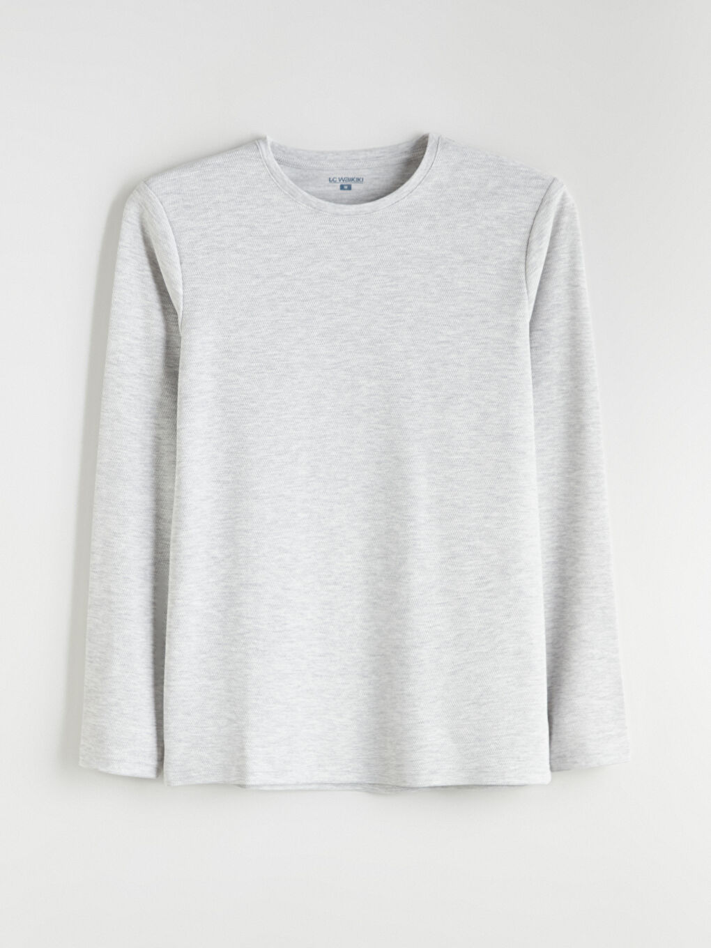 Bej Bisiklet Yaka Uzun Kollu Erkek Pijama Üst