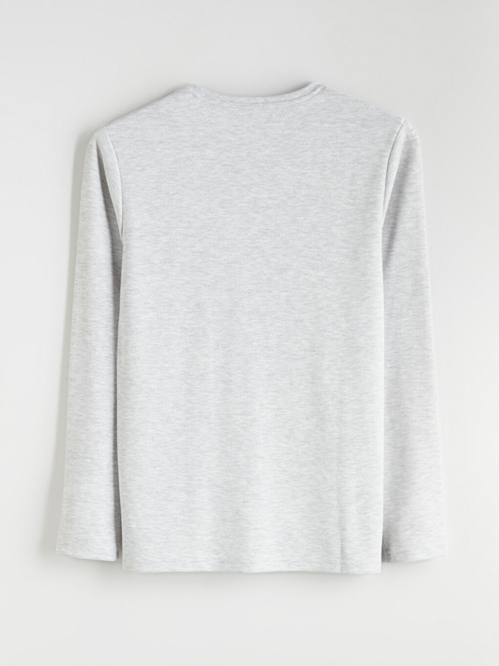 Bej Bisiklet Yaka Uzun Kollu Erkek Pijama Üst-1