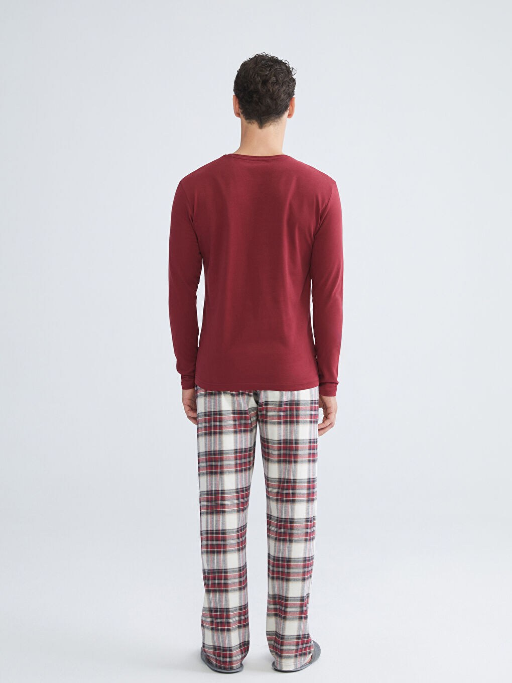 Bordo Standart Kalıp Erkek Pijama Takımı-3