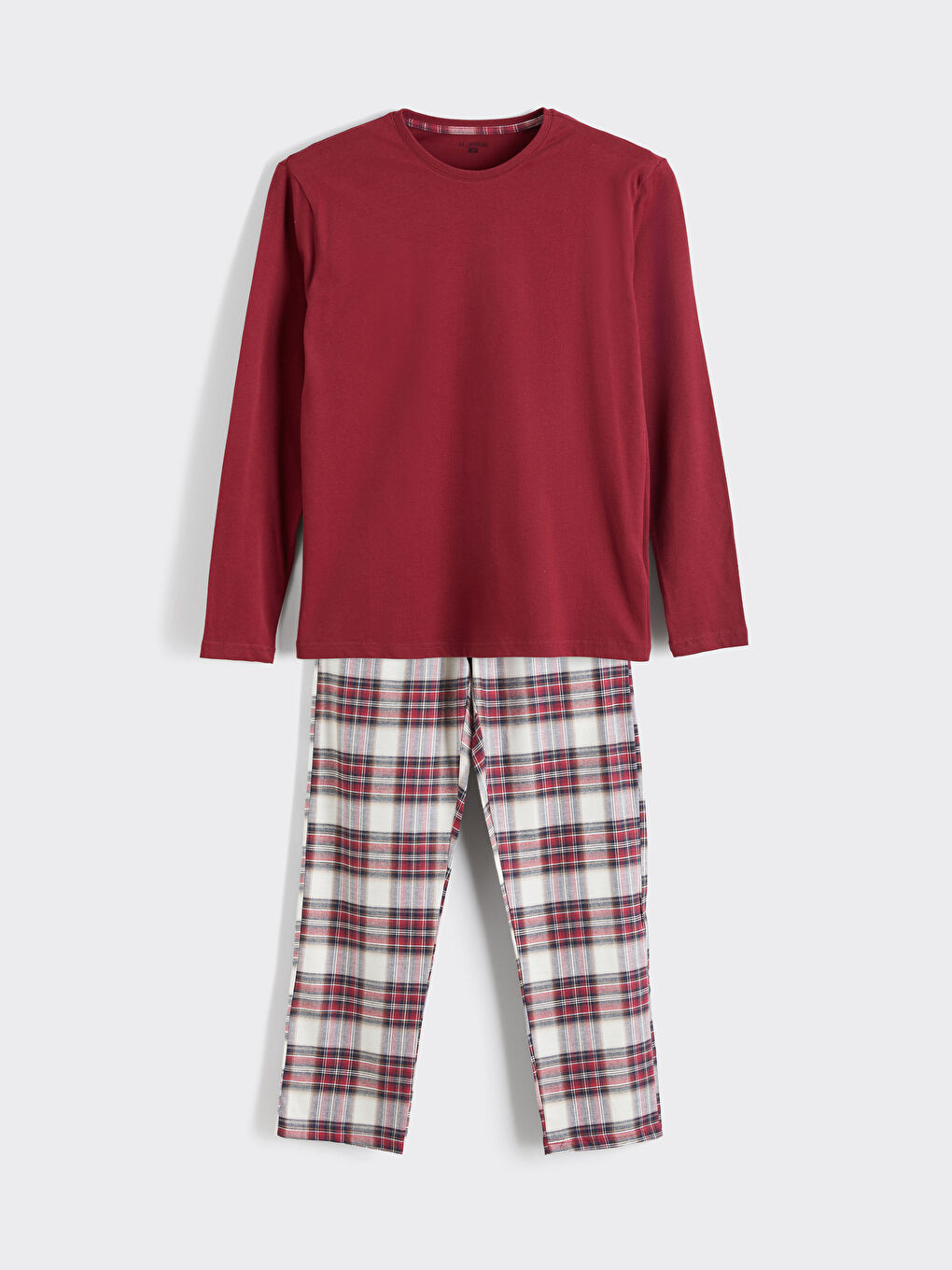 Bordo Standart Kalıp Erkek Pijama Takımı-4