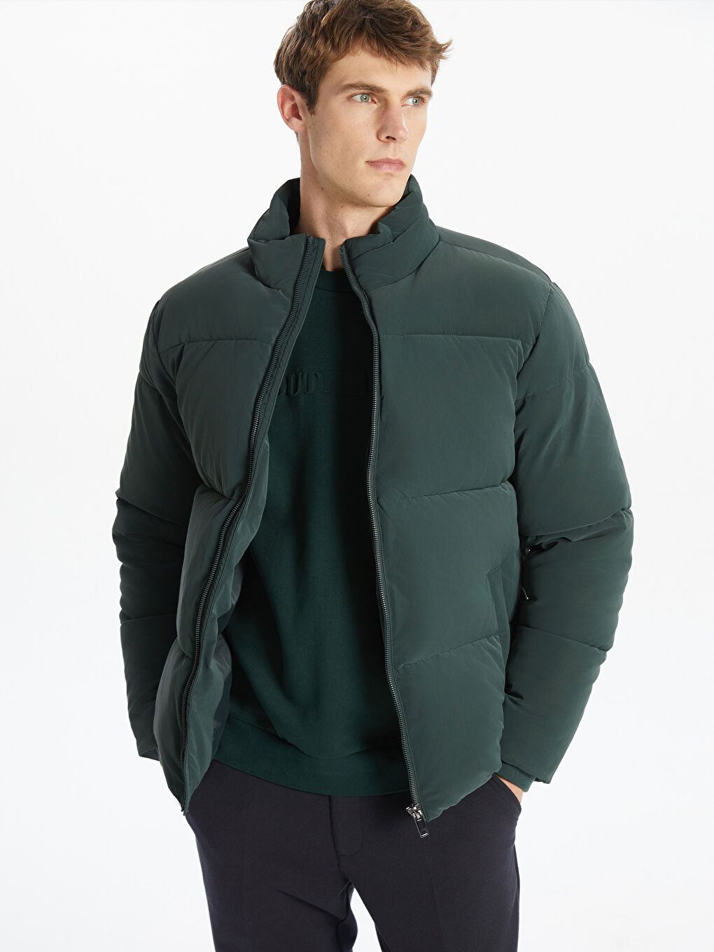 Standard Fit Funnel Neck Men's Puffer Coat