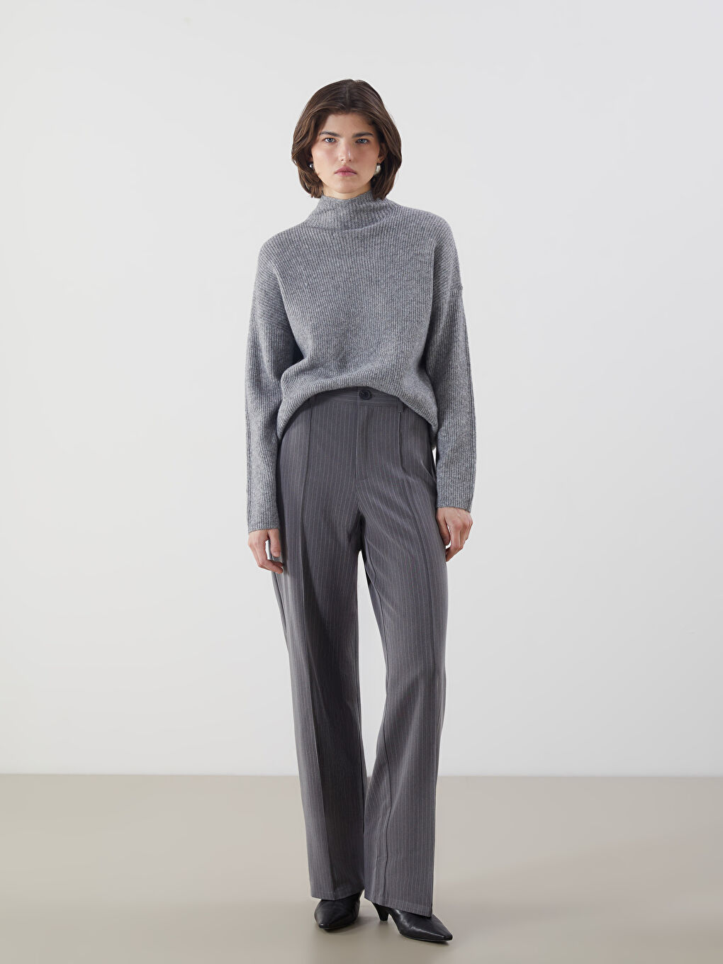 LCW Vision Slim Fit Striped Women's Trousers -W5AQ55Z8-LE0