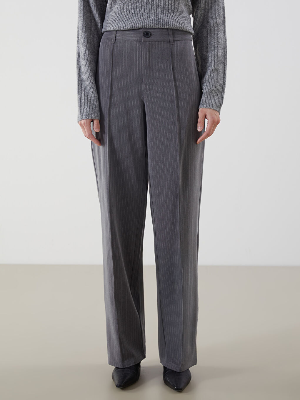 LCW Vision Slim Fit Striped Women's Trousers -W5AQ55Z8-LE0