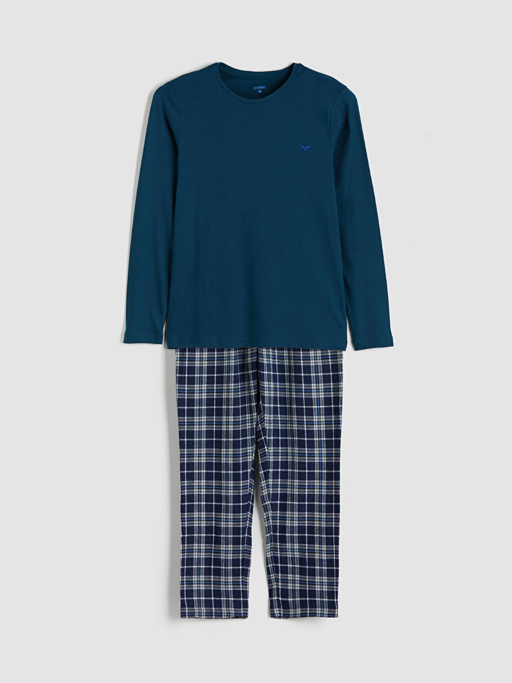 дөңгелек жағалы ерлерге арналған пижама жинағы-4