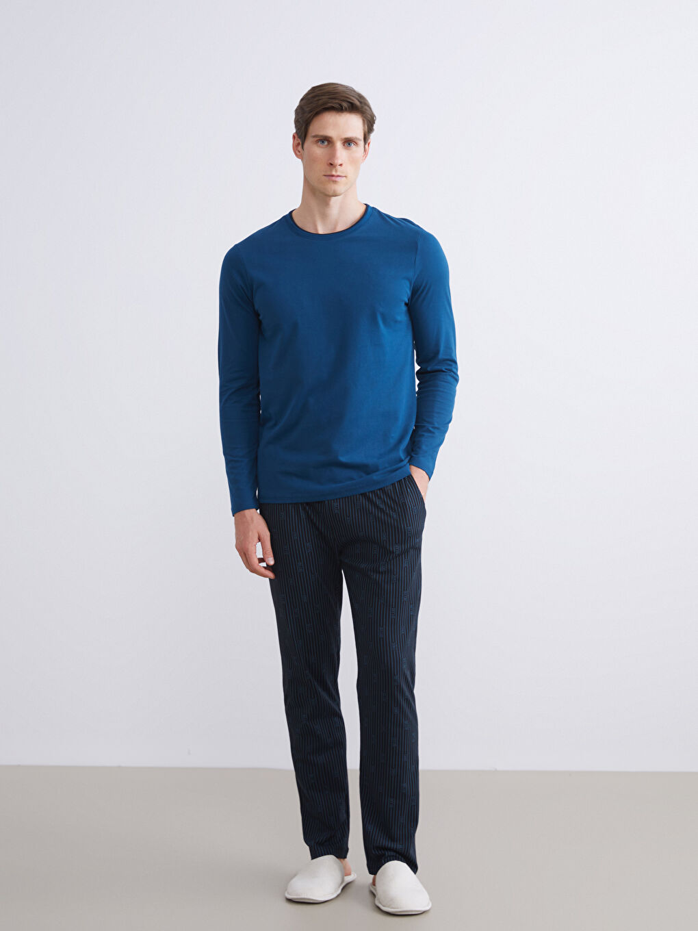 Lacivert Standart Kalıp Erkek Pijama Alt