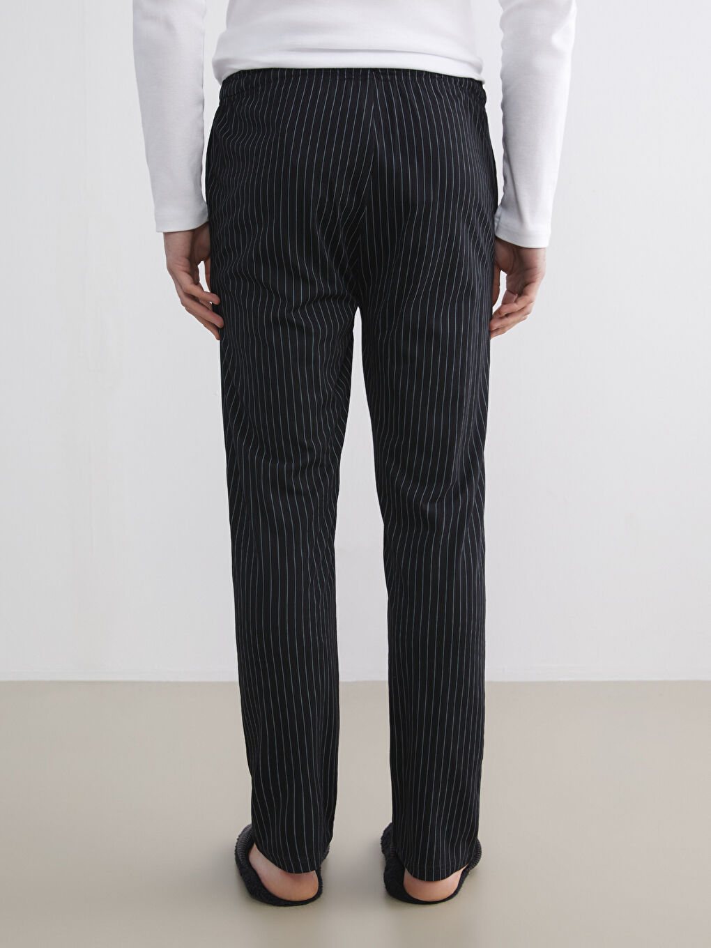 Siyah Standart Kalıp Çizgili Erkek Pijama Altı-3