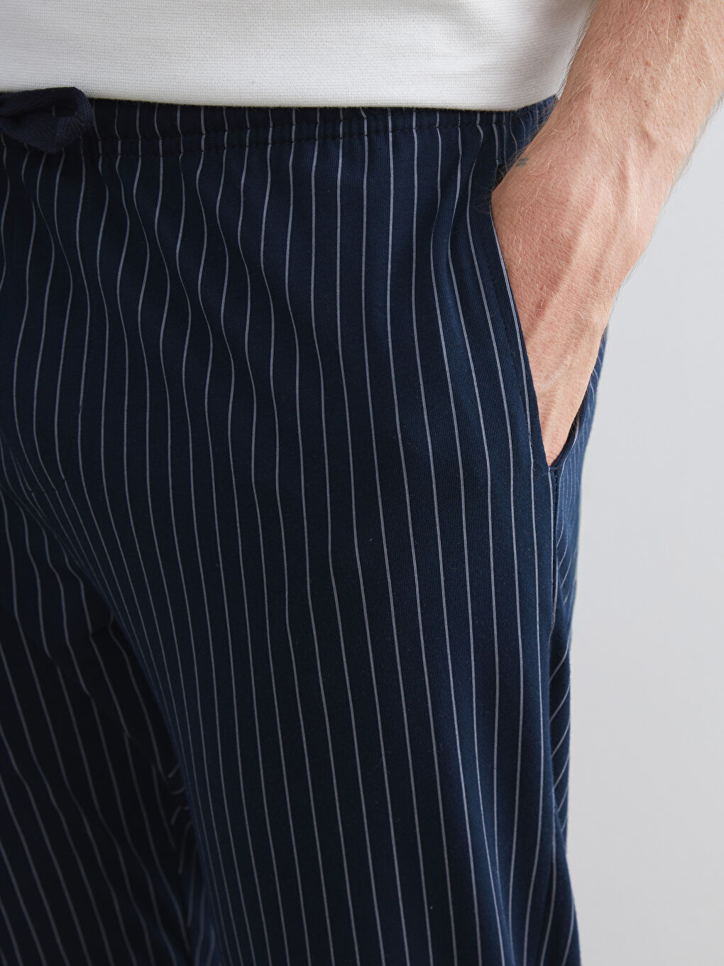 Lacivert Standart Kalıp Çizgili Erkek Pijama Altı-4