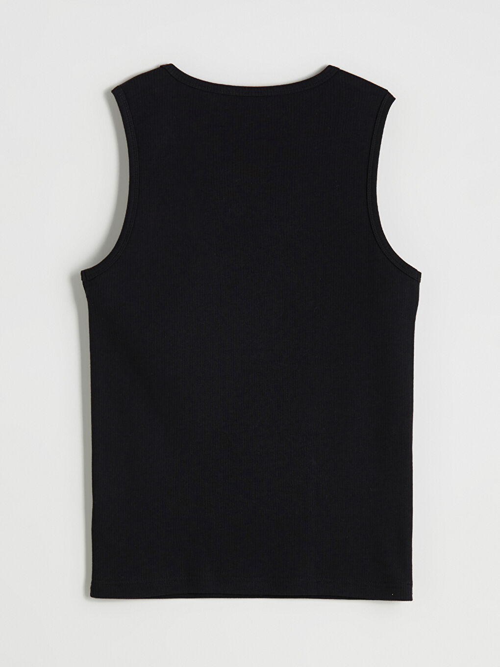 Siyah Bisiklet Yaka Termal Erkek Atlet-5