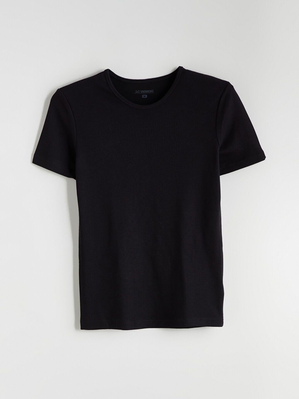 Siyah Bisiklet Yaka Kısa Kollu Termal Erkek Atlet-4