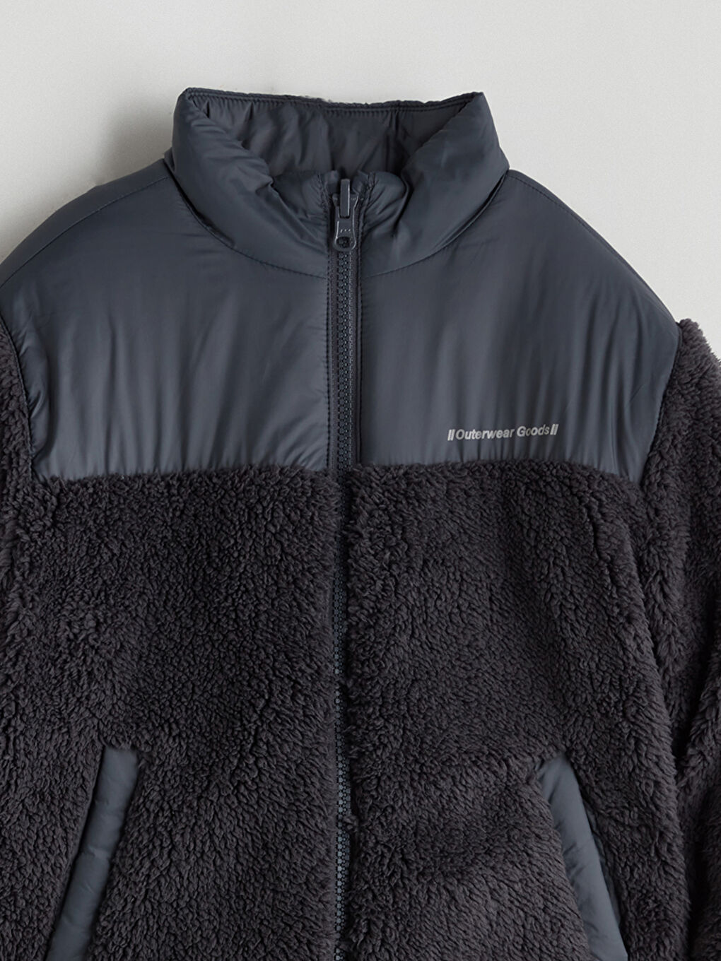 Antrasit Dik Yaka Pelüş Erkek Çocuk Mont-2