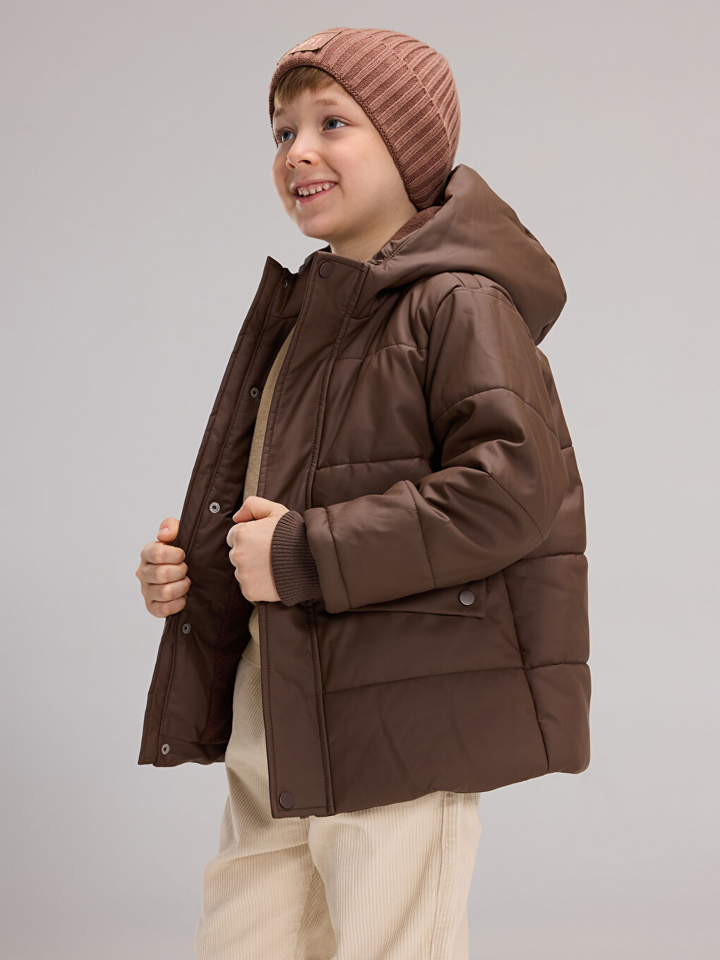 Hooded Fleece Lined Boys' Puffer Coat