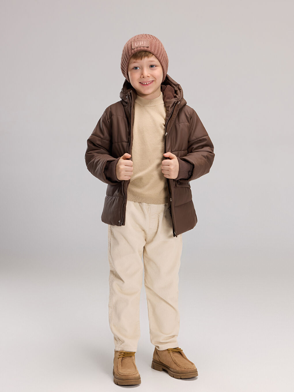 Hooded Fleece Lined Boys' Puffer Coat-1