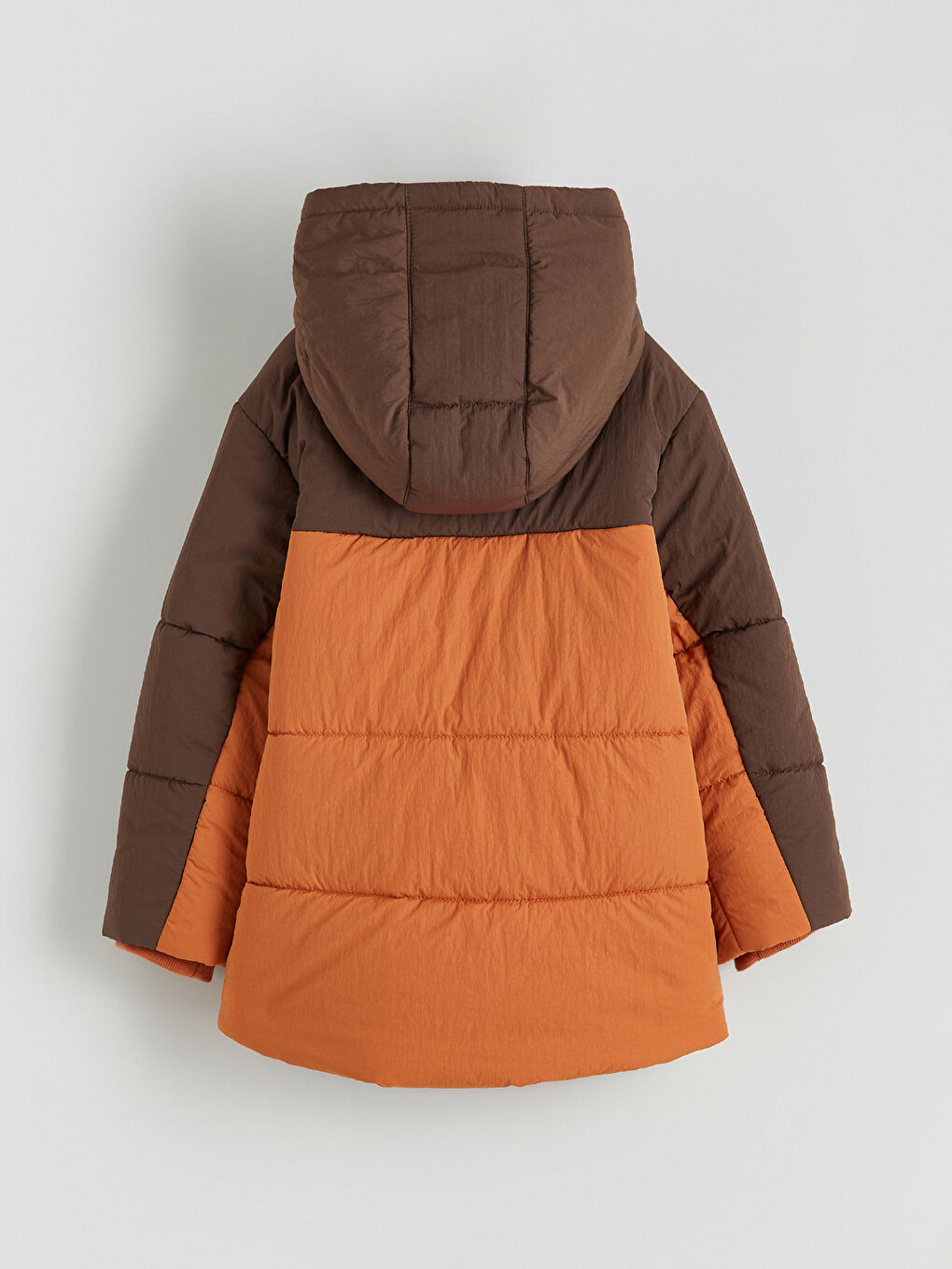Turuncu Kapüşonlu Erkek Çocuk Kalın Mont-3