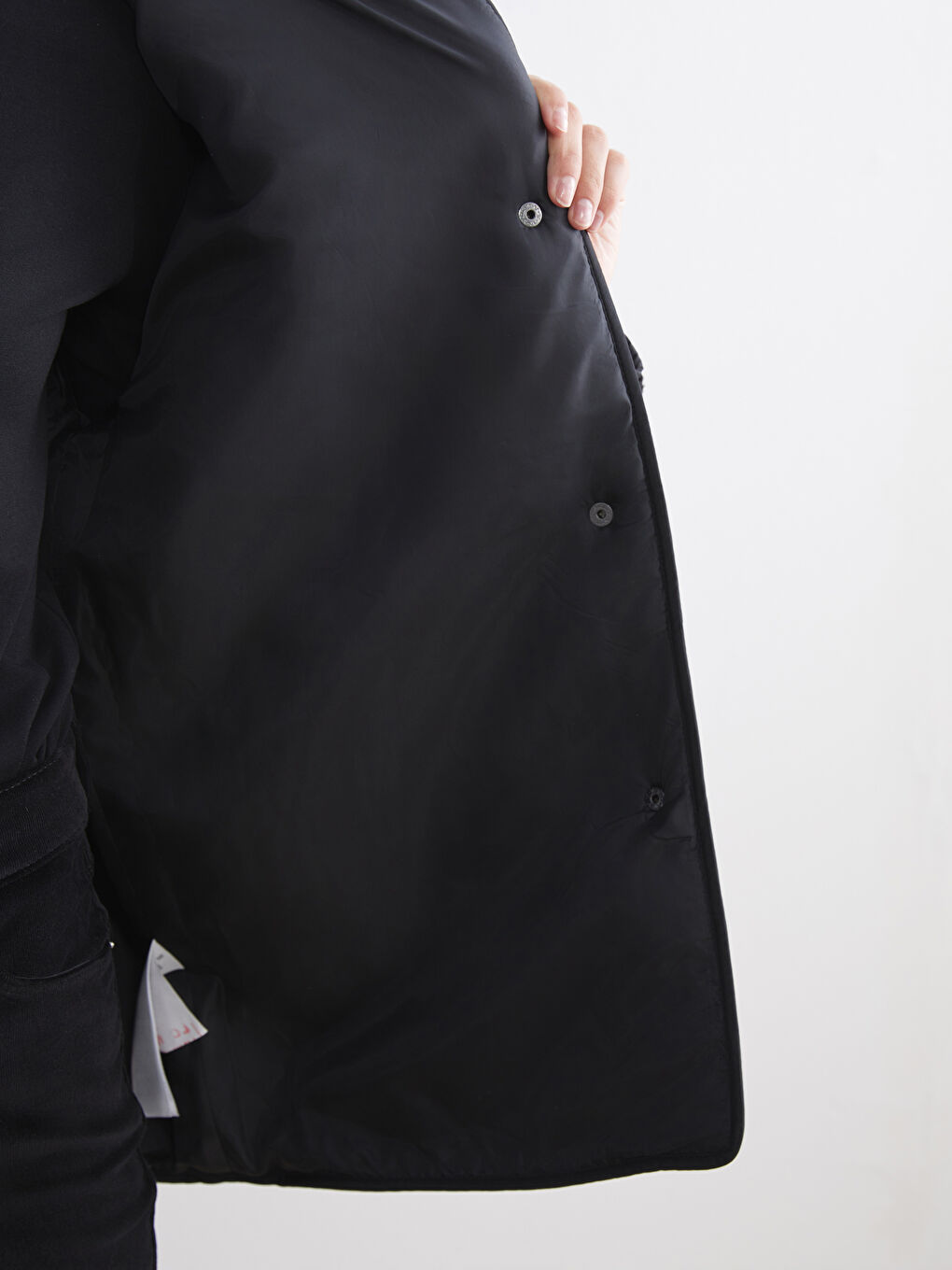 Siyah Kapüşonlu Oversize Kadın Teddy Kaban-3