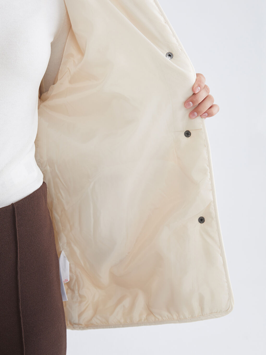 Bej Kapüşonlu Oversize Kadın Teddy Kaban-3