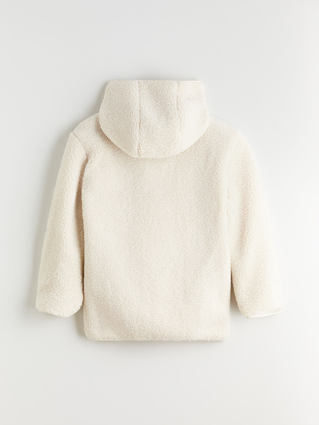 Bej Kapüşonlu Oversize Kadın Teddy Kaban-6