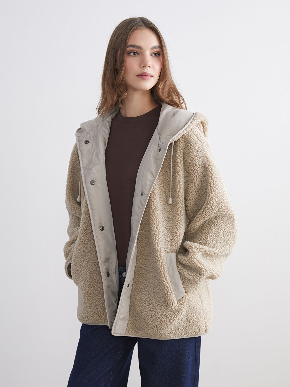 Hooded Oversize Women's Teddy Coat