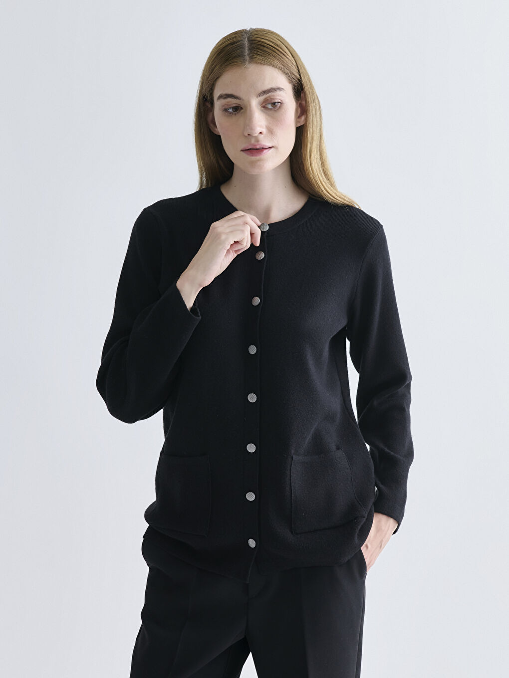 Crew Neck Women's Knitwear Cardigan