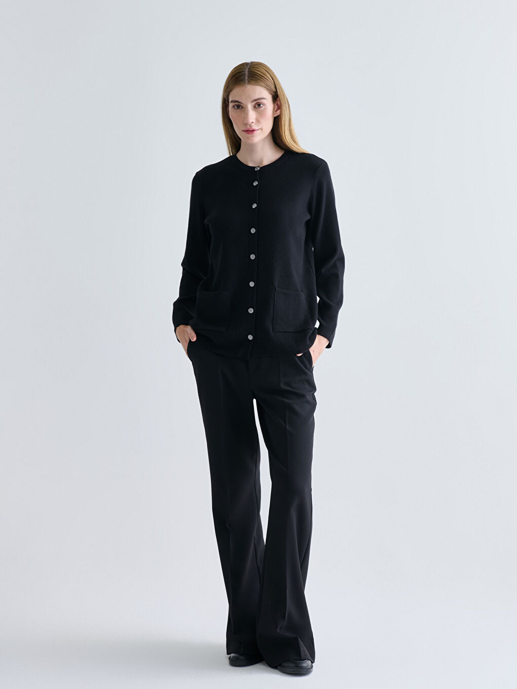 Crew Neck Women's Knitwear Cardigan-1