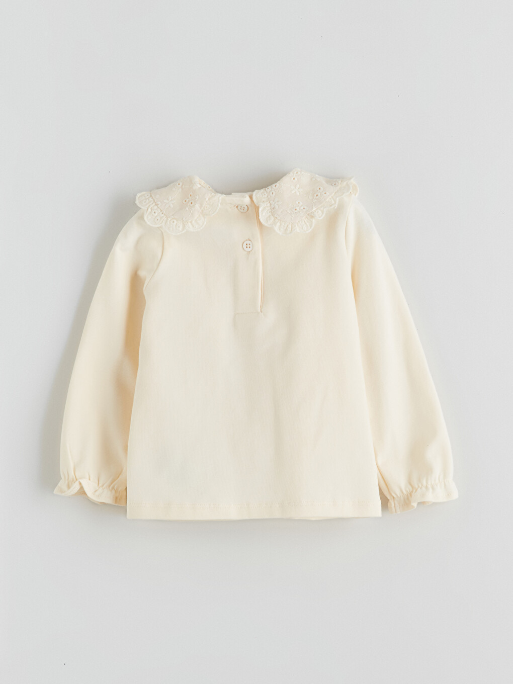 Ekru Nakışlı Yakalı Kız Bebek Sweatshirt-2