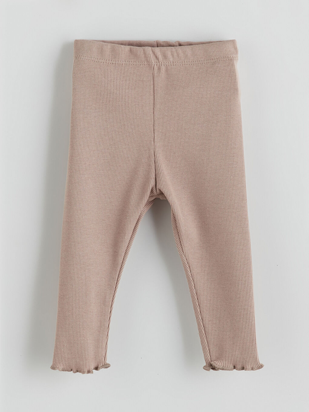 Kahverengi Fırfır Detaylı Kız Bebek Fitilli Tayt