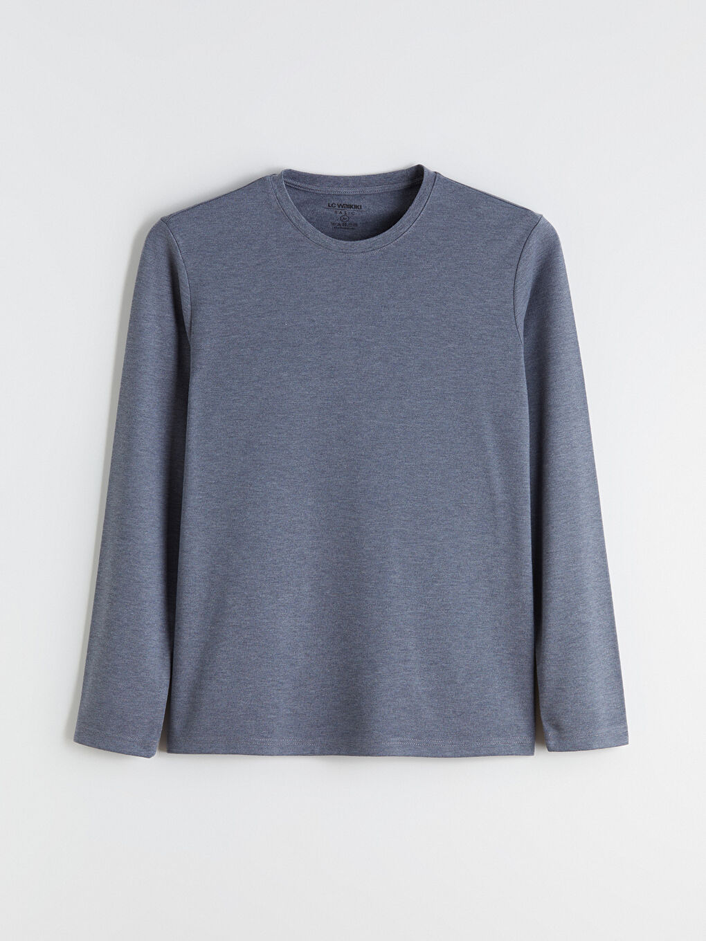 Gri Bisiklet Yaka Uzun Kollu Erkek Tişört-4