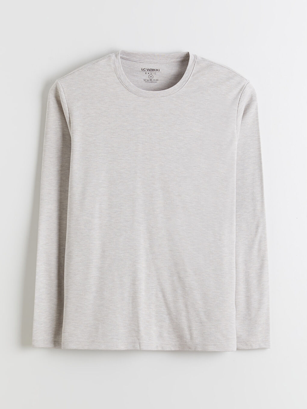 Bej Bisiklet Yaka Uzun Kollu Erkek Tişört-4