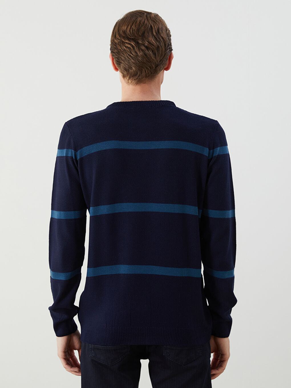 Crew Neck Striped Men's Knitwear Sweater-3