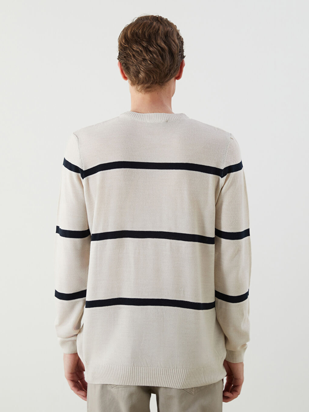 Crew Neck Striped Men's Knitwear Sweater-3