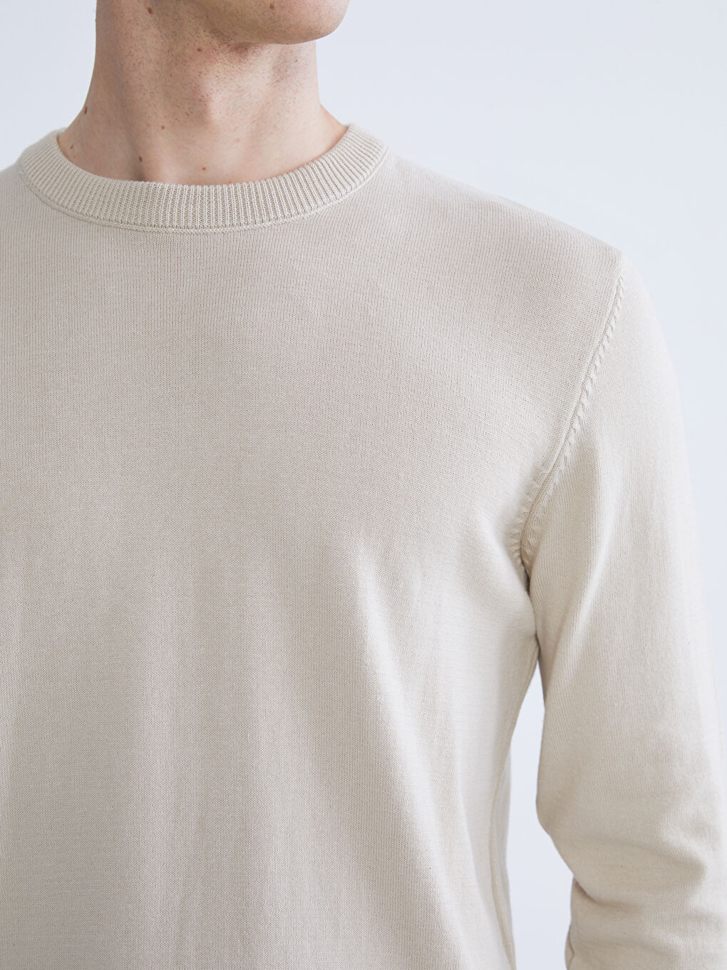 Crew Neck Long Sleeve Men's Tricot Sweater-2