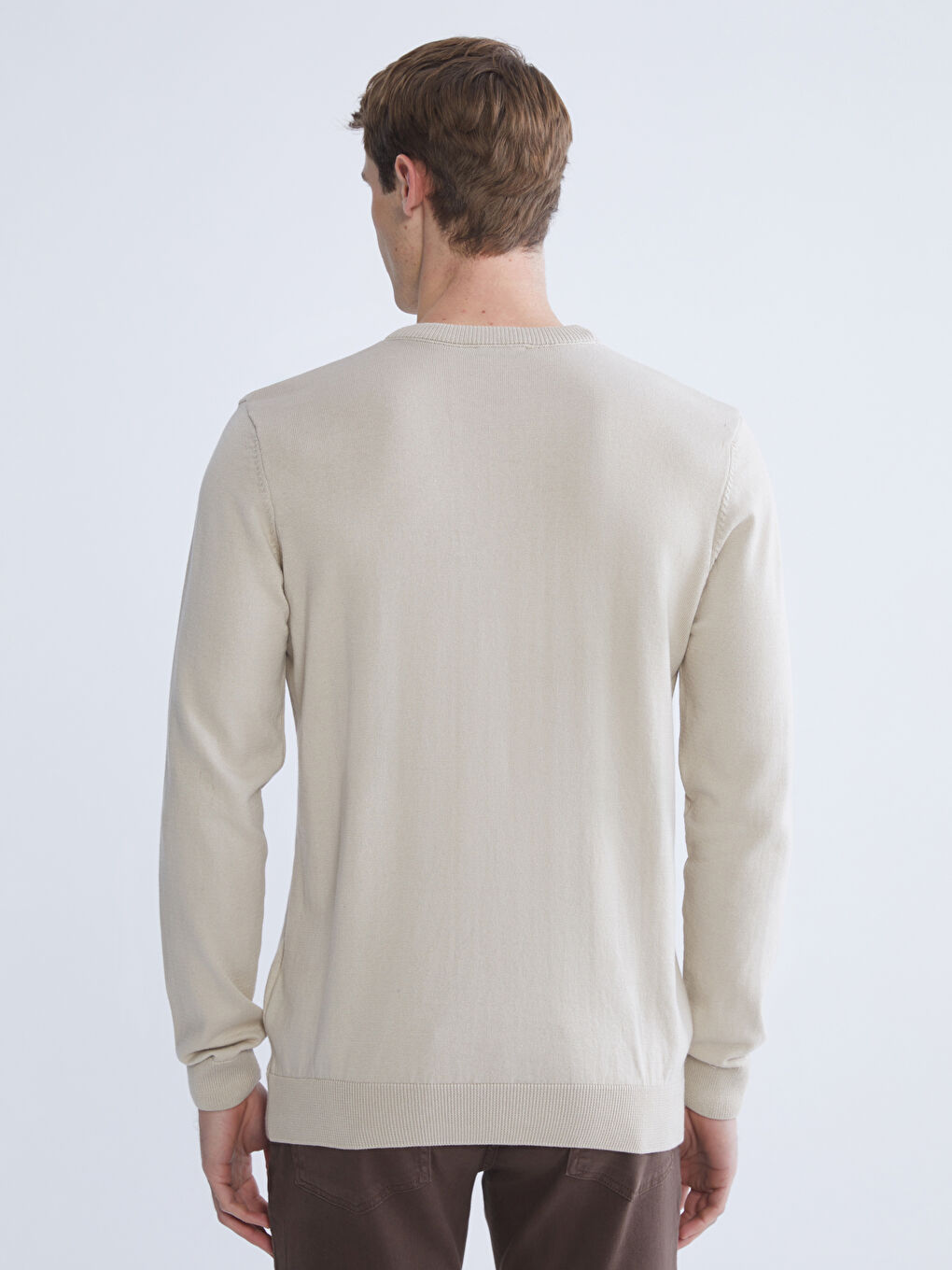 Crew Neck Long Sleeve Men's Tricot Sweater-3