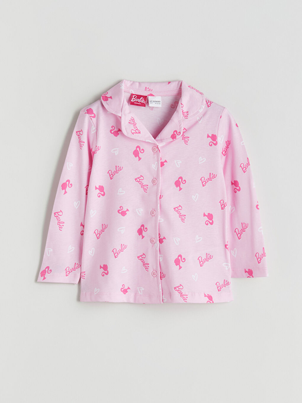 Pembe Barbie Baskılı Kız Çocuk Pijama Üst