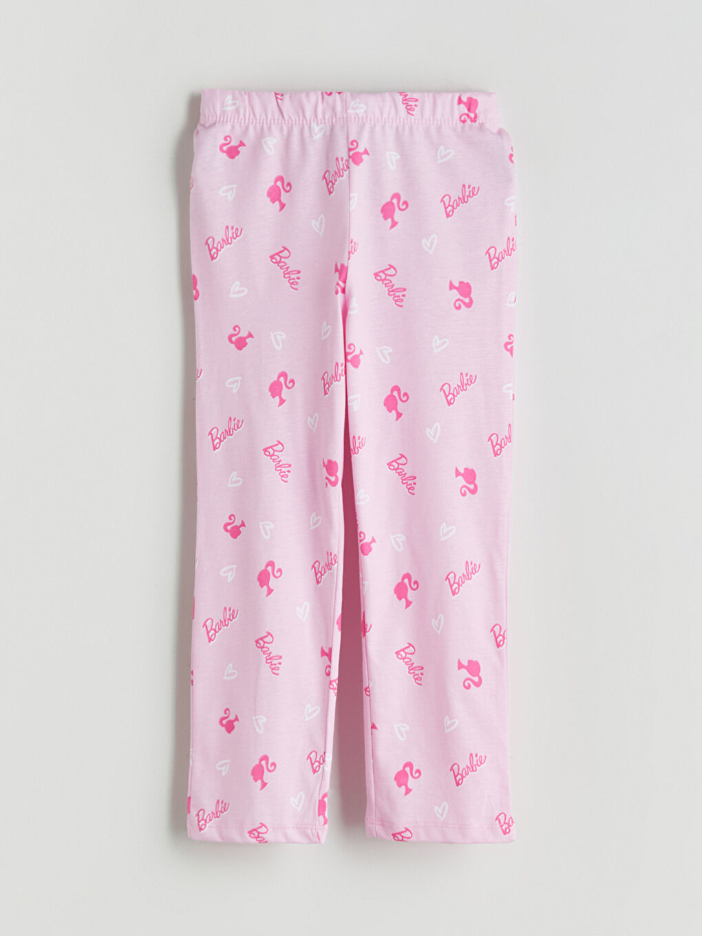 Pembe Beli Lastikli Barbie Baskılı Kız Çocuk Pijama Alt