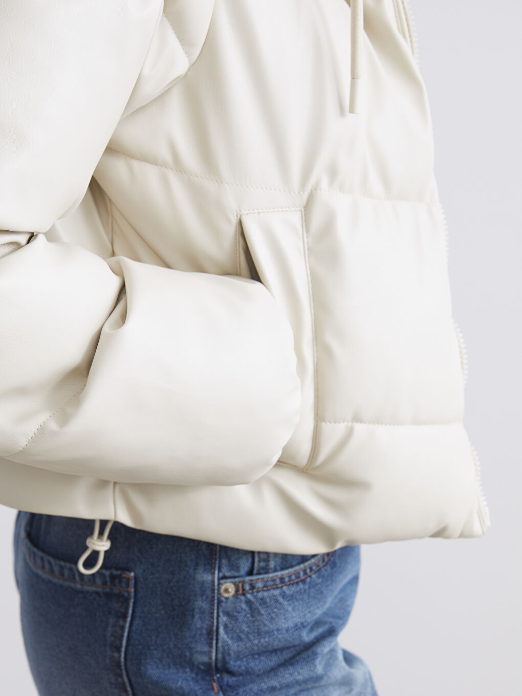 Women's Hooded Plain Puffer Coat-2