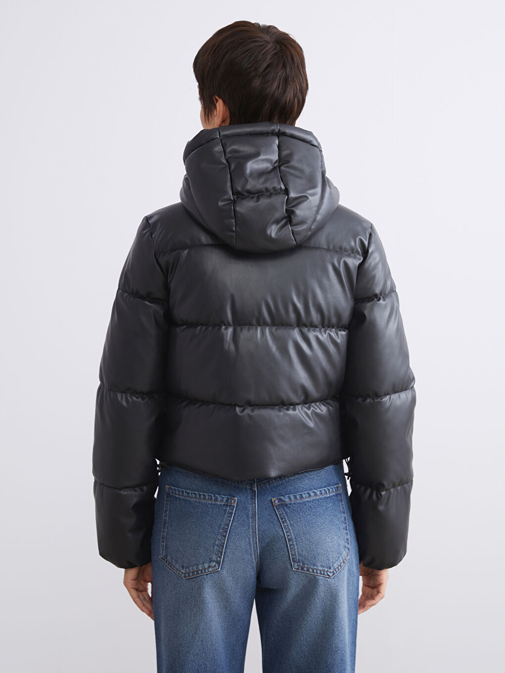 Women's Hooded Plain Puffer Coat-6