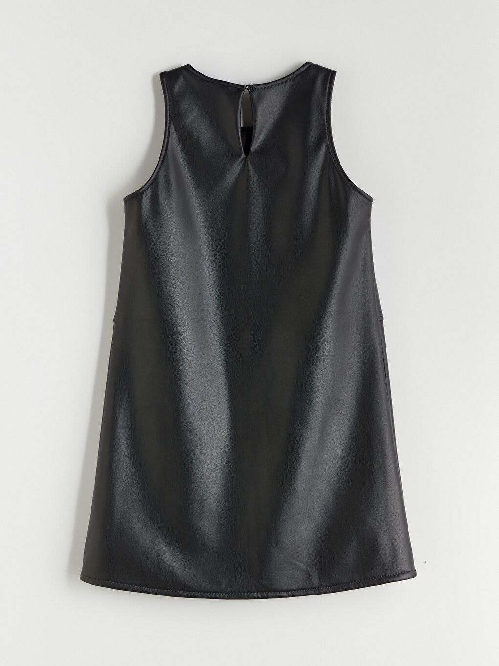 Crew Neck Faux Leather Girls' Dress-2