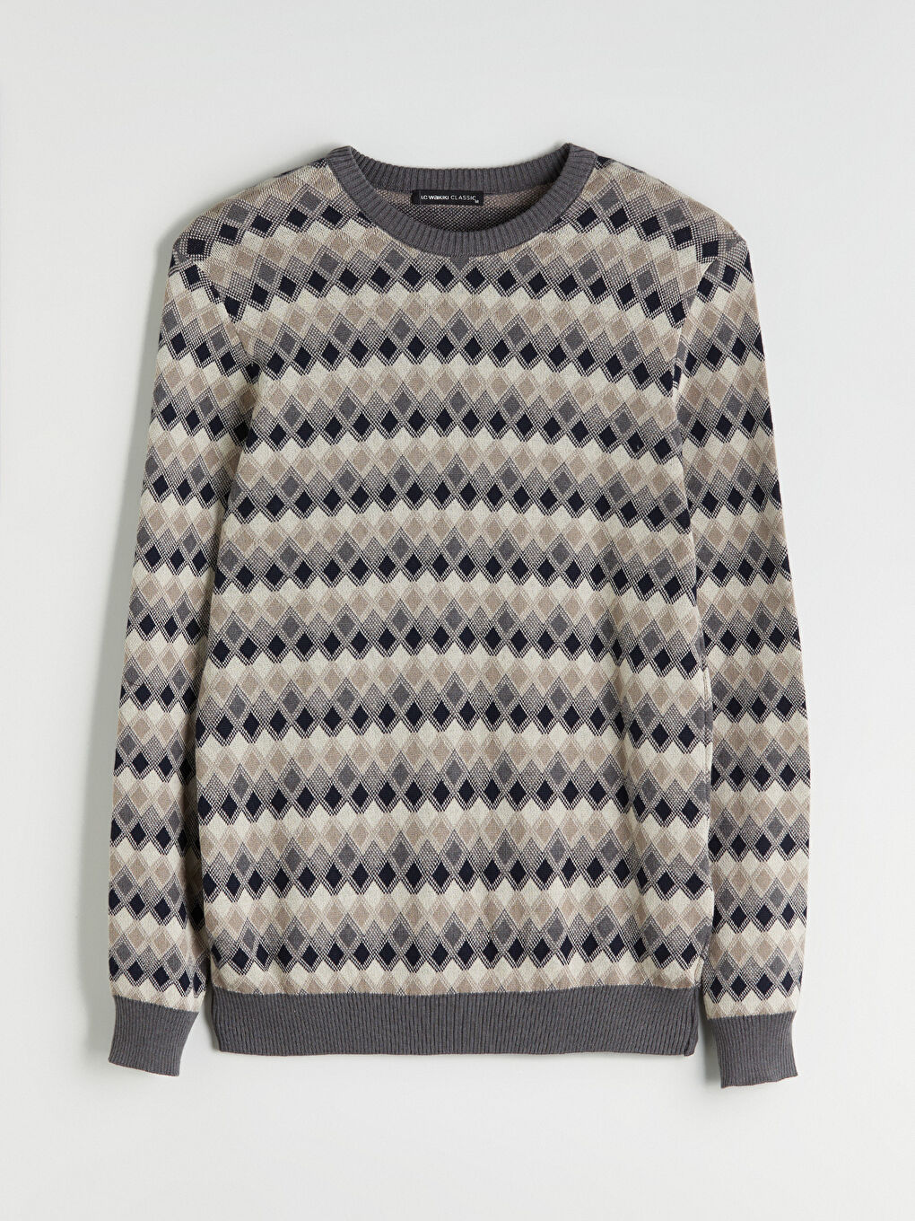 Crew Neck Patterned Men's Knitwear Sweater-4