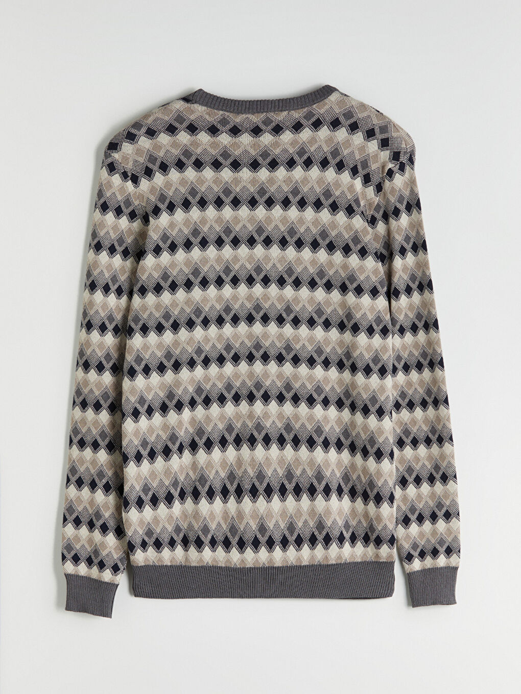 Crew Neck Patterned Men's Knitwear Sweater-5