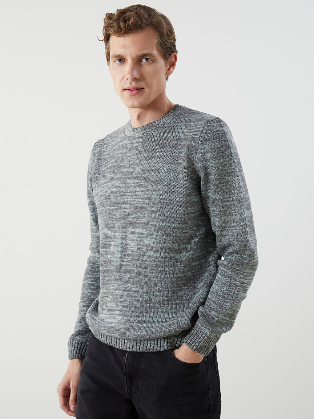 Pull-over en Tricot à Motifs pour Hommes avec Col Rond