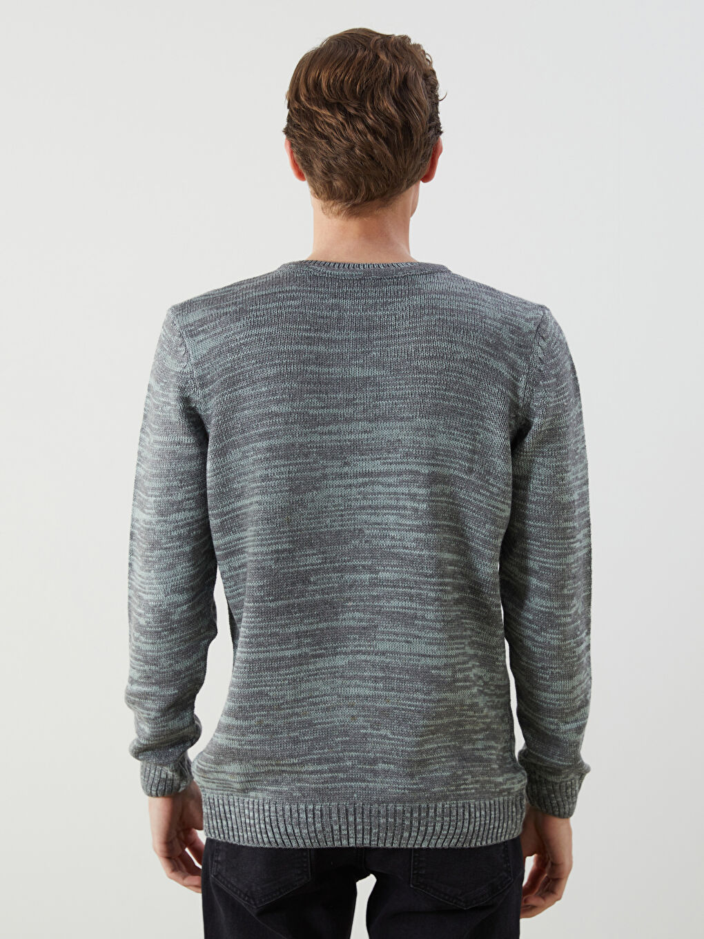 Pull-over en Tricot à Motifs pour Hommes avec Col Rond-3