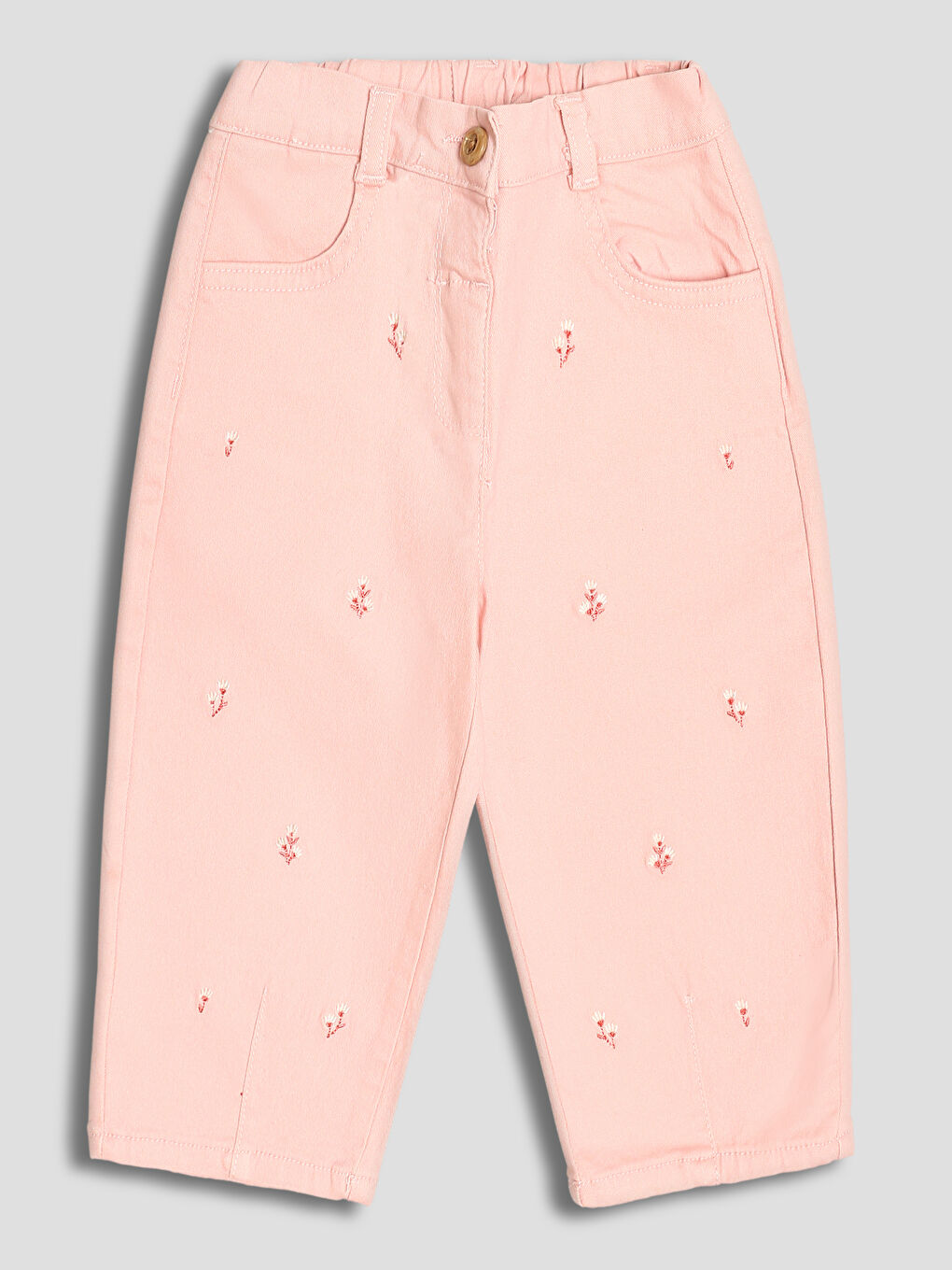 Elastic Waist Embroidered Girl Trousers