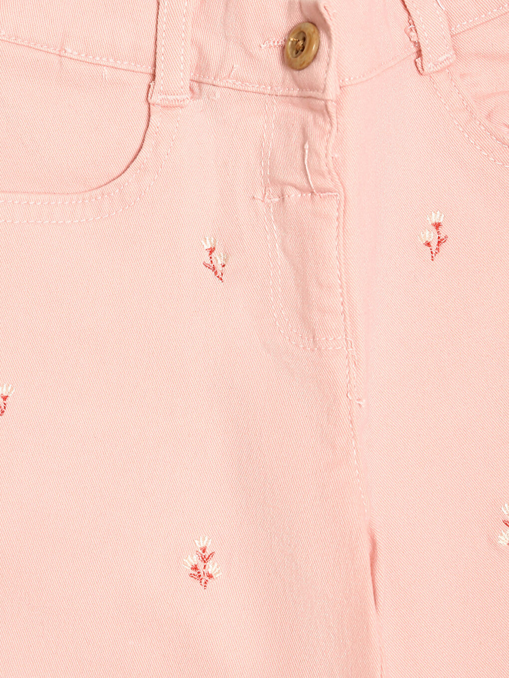 Elastic Waist Embroidered Girl Trousers-2